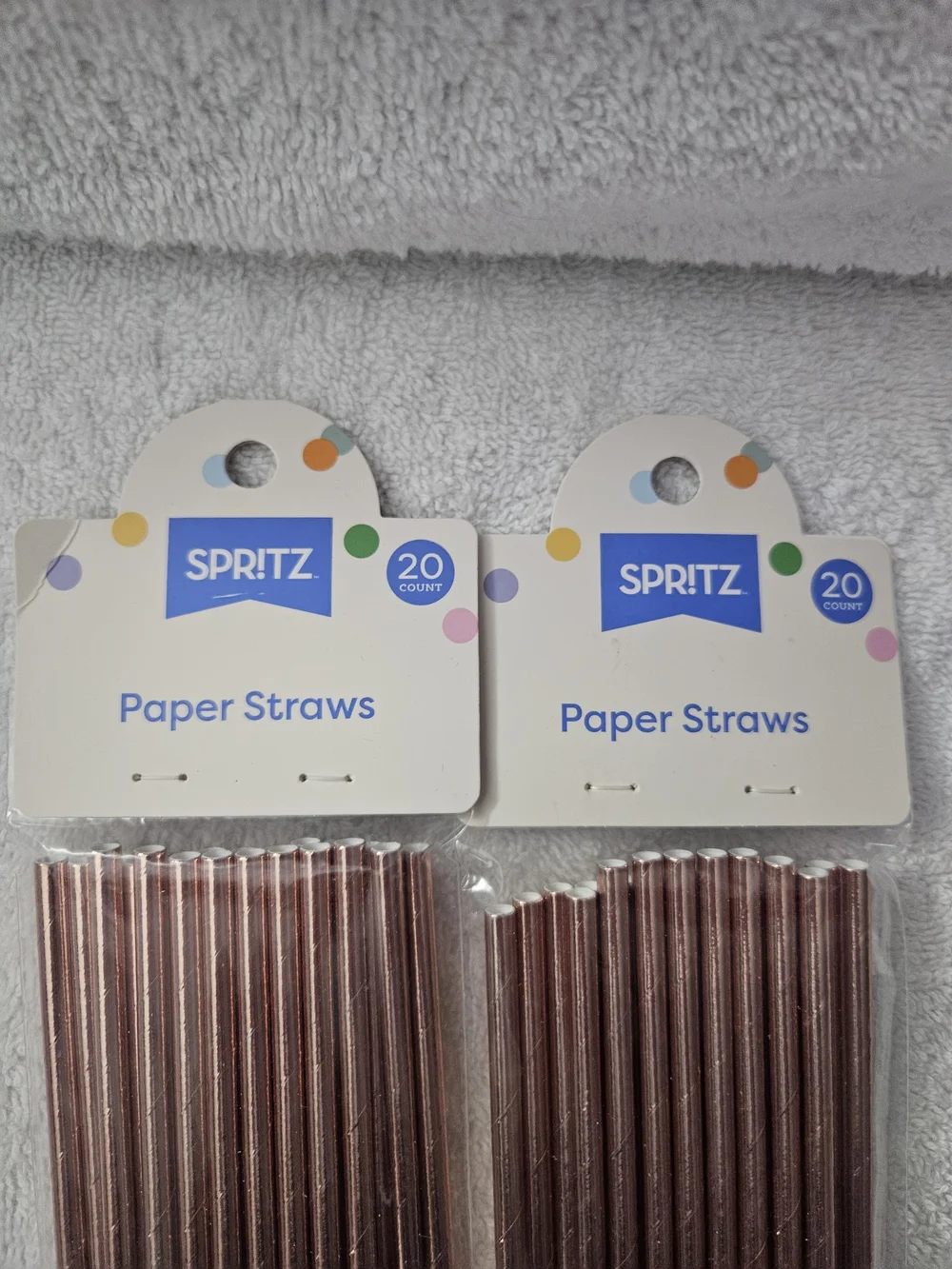 Lot Of 2 Spritz Rose Gold Metallic Foil Paper Straws 40ct Birthday Party